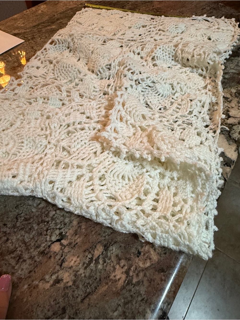 Hand Crafted White Crochet Lace Throw Blanket - Picture 15 of 15